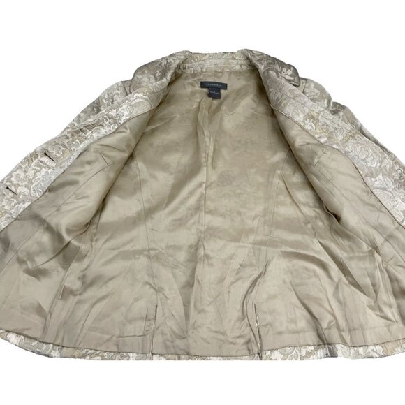 ANN TAYLOR Floral Blazer Top Womens Jacket Size 0 Cream Beige Two Button - Picture 6 of 11